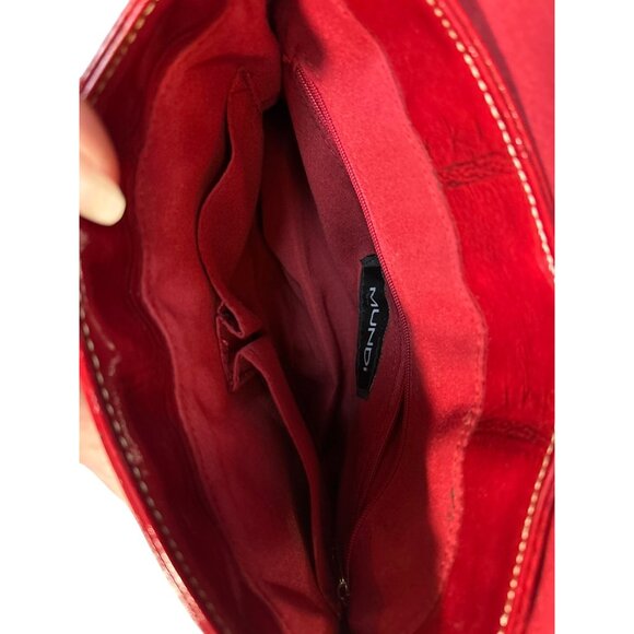 MUNDI Red Patent Leather Vintage Style Crossbody Bag - Picture 13 of 14